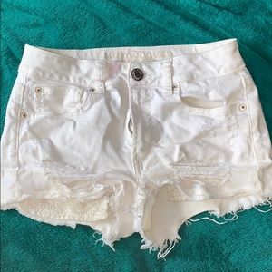 White Ripped Jean Shorts